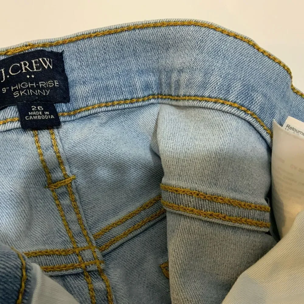 J Crew women’s 9”High Rise Skinny Jeans size 26